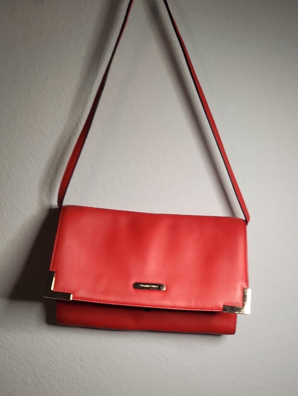 Michael Kors Coral-Red Shoulder Bag with Gold Accents
